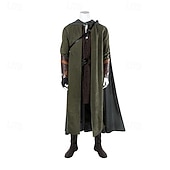 halpa Asusteet-Setti Vintage Keskiaika Renessanssi Päälystakki Housut Viitta lisävarusteiden kanssa Pitkähihainen Soturi Ranger Naamiaispuku Miesten Fantasia Halloween Karnevaali Renessanssin messut LARP Aikuisten