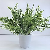 tanie Rośliny sztuczne i zieleń-24 szt. sztucznych paproci do użytku na zewnątrz, odporne na promieniowanie UV, sztuczne krzewy paproci do ogrodu wewnętrznego, na werandę &amp;wystrój zieleni na patio