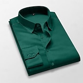 お買い得  メンズサテンシャツ-男性用 シャツ サテンシャツ ドレスシャツ ボタンアップシャツ 平織り ビジネス 結婚式 ロイヤルブルー 長袖 折襟 オールシーズン 衣類 グリッター素材