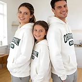 cheap Daily Family Matching-Family Tops Letter Casual Print Red Light Purple Beige Long Sleeve Active Matching Outfits