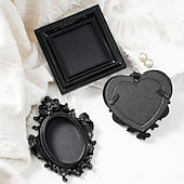 cheap Picture Frames-Vintage Black Resin Decorative Frame, Handmade Hand-Painted Ornate Wall Hanging Frame for DIY Wall Decor, Photo Display Frame, Home Wall Decoration Prop for Parties, Festivals