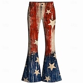  250° anniversario USA Retrò Vintage Anni '70 Pantaloni Pantaloni a zampa d'elefante Hippie Disco Vita alta Costume Per donna Mascherata 4 Luglio Feste Giorno dell'Indipendenza Adulti Pantaloni