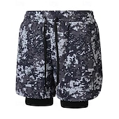 お買い得  ランニングショーツ-男性用 ランニングショーツ アスレチックショーツ ジムショーツ ドローストリング ポケット 2 イン 1 コンプレッションライナー付き ショートパンツ カジュアル 日常 アウトドア 夏 春 速乾性 ライトウェイト 吸汗性 ジムトレーニング 屋外 アスレチック レギュラー スポーツウェア アクティブウェア ブルー ブラック カモフラージュ