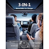 Недорогие Декоративные огни-Выдвижное автомобильное зарядное устройство USB-C с быстрой зарядкой 120 Вт, автомобильный адаптер для прикуривателя со звездами и ароматерапевтической подсветкой, незаменимые автомобильные зарядные устройства, подарки для путешественников, мужчин и женщи