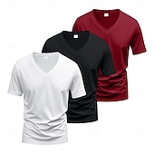 billiga grundläggande t-shirts-Herr T-shirt T-tröja Kortärmad V-hals Sommar Vår Slät Designer Grundläggande Modernt Modernt 3 st Ledigt Semester Gata 8# 9# 4# Topp t-shirt för män