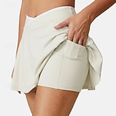 tanie Spódnice i szorty damskie-Damskie Solidne kolory Spódnica casualowa Spódnice tenisowe z szortami Spódnica sportowa Kieszeń Wysoka talia Elastyczny Odvádí pot Oddychający Bransoletka tenisowa Golf Pikle Spódnica Czarny Biały