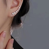 billiga Örhängen-1 par Örhänge For Dam Dagligen Gata Silver Pärlor Diamant