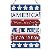  1 sada dřevěných cedulí s orlem k 250. výročí amerického Dne nezávislosti, vintage kulatý závěs na dveře, vlastenecká bytová dekorace s motivem USA, ideální pro 4. července, Den památky nezávislosti a