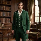 cheap Outerwear-Retro Vintage Medieval Coat Tuxedo Tailcoat Ebenezer Scrooge Dickens Vampire Elf Plague Doctor Solid Colored Fancy Dress Men's Steampunk Christmas Adults' Coat