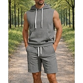 abordables Chándales-Hombre Tracksuit Vestimenta para correr Trajes de entrenamiento Correa 2 Piezas Color sólido Conjunto de ropa deportiva Verano Primavera Negro Blanco Entrenamiento de gimnasio Correr Corriendo