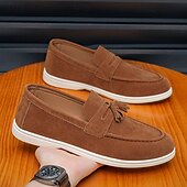 baratos Mocassins casuais-Mocassins masculinos de camurça com borla – sapatos clássicos de verão, sem cadarço, com sola macia e flexível, leves e estilosos, ideais para uso casual, viagens e lazer ao ar livre.