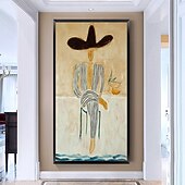 voordelige Cowboys-Met de hand gemaakt Hang-geschilderd olieverfschilderij Handgeschilderde Verticaal Abstract Landschap Modern Zonder Inner Frame (Geen frame)