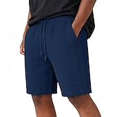 cheap Casual Shorts-Men's Shorts Casual Shorts Jacquard Pocket Plain Textured Comfort Breathable Above Knee Casual Outdoor Beach Vacation Fashion Navy Blue Light Grey Micro-elastic