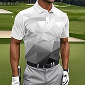 economico Polo da golf da uomo-Per uomo Geometrico Golf Polo Sportivi Manica Corta Magliette polo Camicie con Colletto Casual Athleisure Bottoni Estate Primavera Nero Grigio
