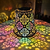 abordables Luces de camino y linternas-Farol solar exterior impermeable colgante, diseño retro hueco con proyección de mariposa, decoración LED para jardín, patio, regalo para mujeres, mamá y abuela.