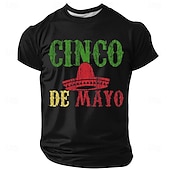abordables Camisetas divertidas para hombres-Camiseta de hombre para el Cinco de Mayo con estampado de chiles y motivos mexicanos. Manga corta, cuello redondo, estilo casual. Ideal para celebraciones. Tallas: S, M, L, XL, XXL y XXXL.