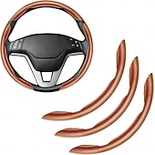 abordables Servicio de Vehículo-Funda antideslizante de silicona y fibra de carbono para volante de coche, ajuste universal, protector de volante segmentado con clip, funda antideslizante para las cuatro estaciones, compatible con