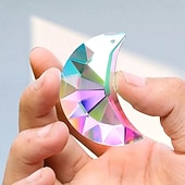 お買い得  壁の彫刻-1/6個 50mm レインボームーンクリスタルサンキャッチャープリズムペンダント 家庭、オフィス、庭の装飾用工芸品 レインボーメーカー ウィンドウペンダント