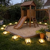 Недорогие Подсветки дорожки и фонарики-2/4 шт. уличных солнечных садовых светильников, водонепроницаемые светильники в виде ледяных кирпичей для двора, ландшафта, ступеней, дорожек, бассейнов, декоративные солнечные светильники для