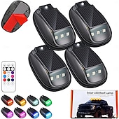 economico Luci decorative-Luce stroboscopica RGB solare per tetto auto con telecomando, luci interne impermeabili per auto, 8 colori, luci stroboscopiche a LED wireless per camion, moto, veicoli, guida notturna