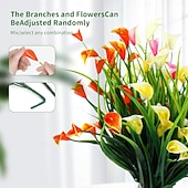 billige Kunstig blomst-20 bunter med kunstige calla liljer til utendørs bruk, kunstige planter UV-bestandige kunstige plastblomster til innendørs blomsterkasse, veranda, sommer, kirkegård, vårdekor (fargemiks)