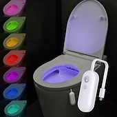 abordables Luces del baño-1 unidad de lámpara colgante con forma de gota de agua, novedosa y creativa, con sensor humano, luz ambiental inteligente y automática, luz nocturna RGB recargable para inodoro.
