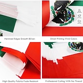 abordables Partido de Fútbol Mundial 2026-Banderín de bandera mexicana para el Mundial de Fútbol de Verano (50 banderas, 14 metros) para decoración de país, escuela, fiesta y eventos deportivos.