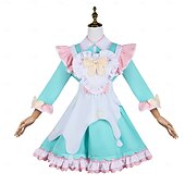 baratos Fantasias Anime-Ternos de Empregadas Anime Vestidos Roupa Baile de Máscara Trajes de cosplay Dia Das Bruxas Anime Expo Perucas Ocasiões Especiais Para Mulheres Adulto