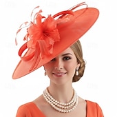 economico Fascinatori-Fascinator Tessuto Matrimonio Compleanno Elegante Vintage Carino Con Piuma Floreale Copricapo Copricapo