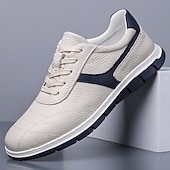 abordables Zapatillas Informales-Zapatillas casuales de piel sintética para hombre: zapatos ligeros y cómodos para caminar, viajes, salidas diarias y ropa de calle informal.
