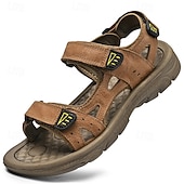 billige Utendørs sandaler-herre brune utendørssandaler justerbare sportssandaler med borrelås åpen tå komfortable tursko for fotturer, reiser, strandferie, camping, utendørseventyr og sommerens daglige bruk