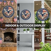 olcso Az Egyesült Államok 250. évfordulója-Az USA 250. évfordulójára készült fa ajtótábla – 30 cm-es kerek, fából készült tornácdísz kopasz sassal és zászlóval, hazafias július 4-i dekoráció, 1776–2026 közötti függetlenség napja