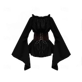 お買い得  衣装-セット 中世 ルネッサンス スカート ブラウス / シャツ コルセット アクセサリー付き 海賊 仮装 女性用 海賊 ハロウィーン カーニバル マスカレード ルネッサンスフェア レトロテーマパーティー 成人 ブラウス スカート ヘッドピース 夏