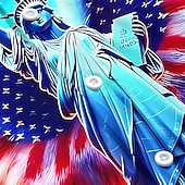  Муж. 4 июля — 250-летие США Статуя Свободы Флаг США Рубашка Летняя рубашка Кнопка рубашка С короткими рукавами Патриот на открытом воздухе Праздники Лето Весна Отложной 3D