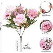 cheap Artificial Flower-Artificial Flowers Like Real Artificial Bouquet 2/4 Packs Silk Artificial Roses Bouquet with Daisy Chrysanthemum Pink Flowers for Valentines Day Centerpiece Table Wedding Party Decor