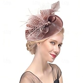 economico Fascinatori-Fascinator Lino Matrimonio Compleanno Vintage Carino Retrò Con Piuma Copricapo Copricapo