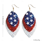 billiga U.S. 250-årsjubileum-patriotiska droppformade örhängen – glittrande amerikanska flaggan i konstläder för 4 juli, självständighetsdagen, 250-årsjubileum &amp;minnesdagsfirande