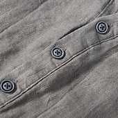abordables Clásico-Hombre Camisa Camisa de lino Camisa de manga corta Camisa de verano Ropa de playa Henley Shirt Plano Casual Vacaciones Blanco Caqui Gris Manga Corta Henley Verano Primavera Ropa