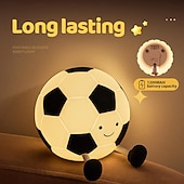 billige Nursery Night Lights-Fotball myk silikonkranlampe, øyevennlig LED-lampe med 30-minutters timer, 3 justerbare lysstyrkenivåer, USB-oppladbar nattlampe til soverom, nattbord, fotballfan, guttegave, sportsdekor