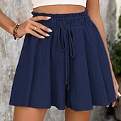 cheap Hot Shorts-Women's Shorts Summer Shorts Beach Shorts Casual Shorts Vacation Fashion Basic Short Mid Waist Drawstring Elastic Waist Wide Leg Comfort Quick Dry Soft Micro-elastic Streetwear Beach Holiday Pink