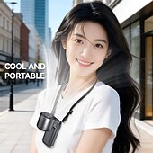 abordables Ventilateurs portables-Ventilateur portable avec plaque de refroidissement, 9000 mAh, affichage numérique, 100 vitesses réglables, mini ventilateur pliable avec cordon, ventilateur turbo haute vitesse pour femmes et hommes,
