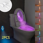 billige Toalettlys-2 stk. smarte bevegelsessensorer for toalett, oppladbare med USB-kabel, vanntette LED-lamper for innendørs bruk, soverom, stue, trapp, gang, entré, omgivelsesbelysning på badet