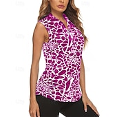 levne Dámská košile-Dámské Grafika Leopard Sportovní košile Turistická polokošile Tenisové tričko Bez rukávů Zip Vysoká pružnost Odvod vlhkosti Prodyšné Tenis Golf Pickleball Přehnutý Límec na zip Tričko Vrchní část
