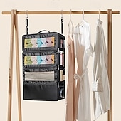 رخيصةأون تخزين الأمتعة والسفر-حقيبة تخزين معلقة كبيرة السعة، 4 طبقات، قابلة للطي، متعددة الوظائف، مناسبة لتخزين الملابس، الشماعات، الأمتعة، والملابس الخارجية