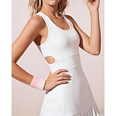 levne Dámské šaty-Dámské Jednobarevné Tenisové šaty s šortky Sportovní šaty Bez rukávů Kapsy Elastický Ter Emen Prodyšné Tenis Golf Pickleball Kopeček Šaty Bílá Oblečení na tenis
