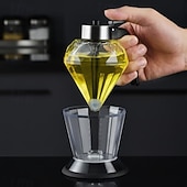 cheap Kitchen Utensils &amp; Gadgets-8oz Glass Diamond-Shaped Drip-Free Condiment Dispenser with Built-In Spout - Transparent Kitchen &amp; Restaurant Oil Bottle for Olive Oil, Vinegar, Soy Sauce - Elegant Sturdy Container, Versatile