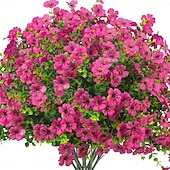 お買い得  造花-屋外の春の装飾用、人工造花8束。シルク製のカラフルな紫色のUV耐性リアルな造花で、屋外のポーチ、パティオ、庭、プランター、鉢、窓辺のプランターに最適です（ミックス）。