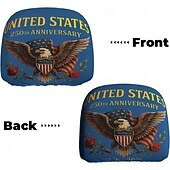 abordables 250º Aniversario-Funda para reposacabezas de coche conmemorativa del 250 aniversario, 2 unidades, conmemorativa de la Independencia de Estados Unidos (1776-2026), soporte espinal resistente para conducción de larga distancia, ajuste universal para coches, camiones y SUV.