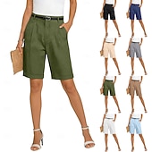 tanie Luksusowe doły-Damskie Spodnie capri Szorty Lniane szorty Letnie szorty Moda Podstawowy Formalny Do kolan Średia talia Równina Kieszeń Elastyczny pas Prosta noga Lekki Wygodny Oddychający Nieelastyczny Codzienny