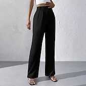 ieftine pantaloni rochii de dama-Pentru femei Pantaloni Costume Pantaloni de vară Vacanță Modă Casul Zilnic Lungime totală Talie Înaltă Culoare solidă Simplu Fermoar Buzunar Picior Larg Confort Ușor Απαλό Micro-elastic Haine de